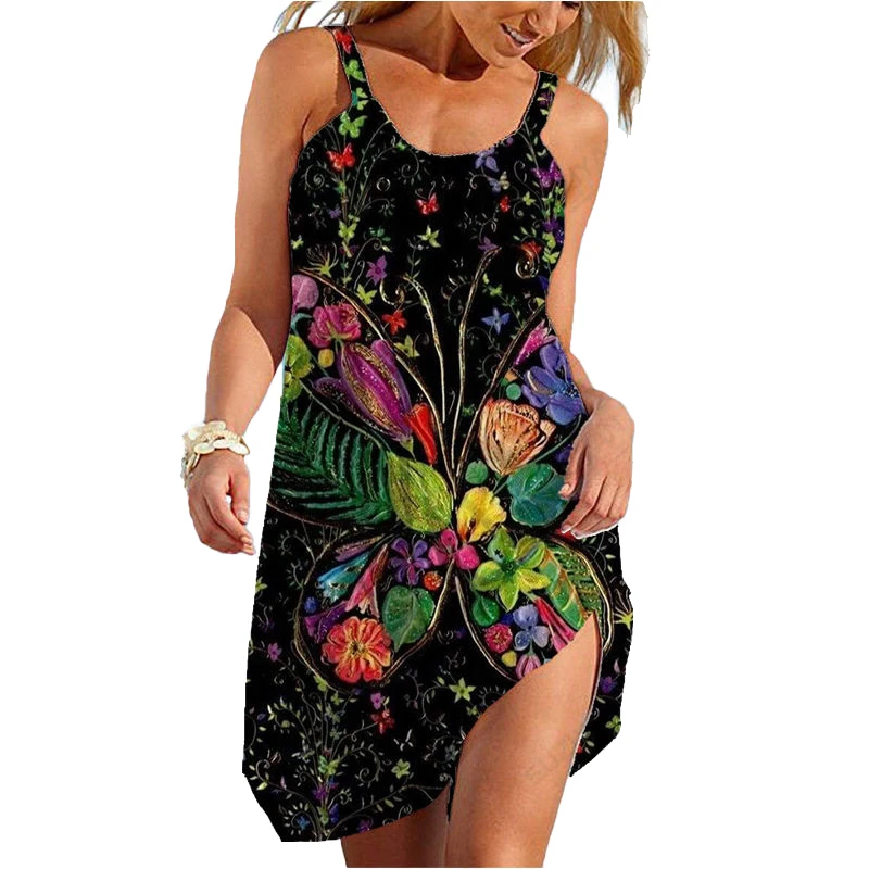 

Flower Traf 3d Printing Beach Dress for Ladies Women Hawaii Sexy Dress Floral Sleeveles Sundress Sling Dress Vestido 2023