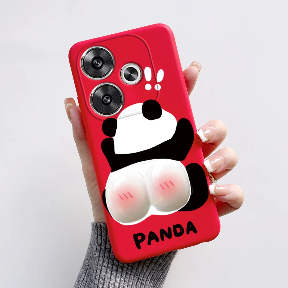 For Poco F6 Case For Xiaomi Poco F6 Pro Cover Fundas Coque Cute Rabbit Panda Liquid Silicone Soft Phone Case Bumper For Poco F6