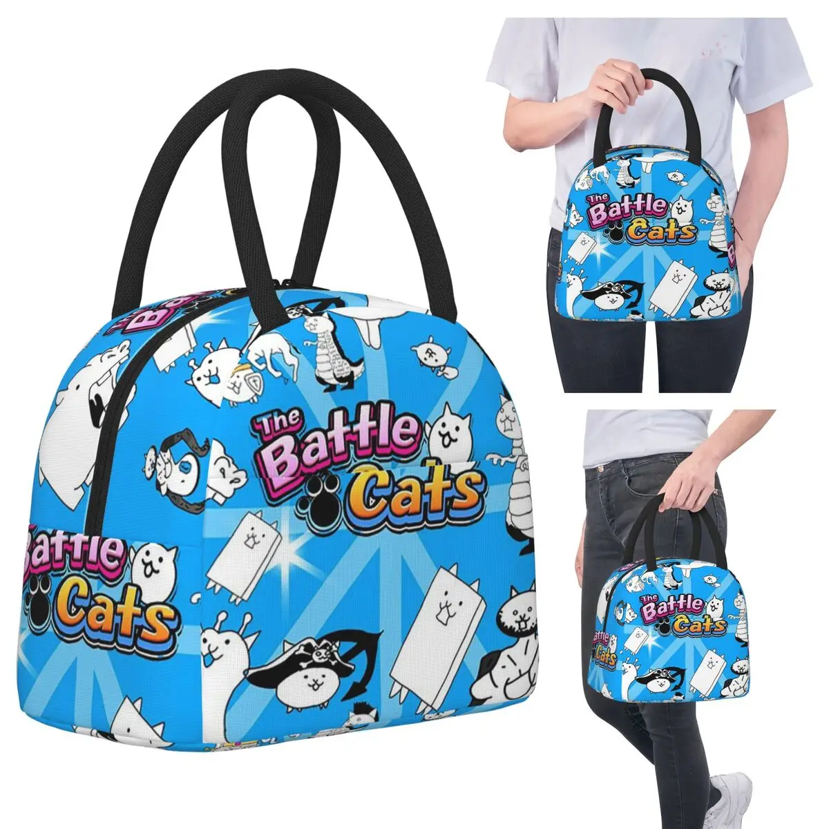 

Battle Cats Doddle Lunch Bags Insulated Bento Box Waterproof Lunch Tote Resuable Picnic Bags Thermal Bag for Woman Kids Office