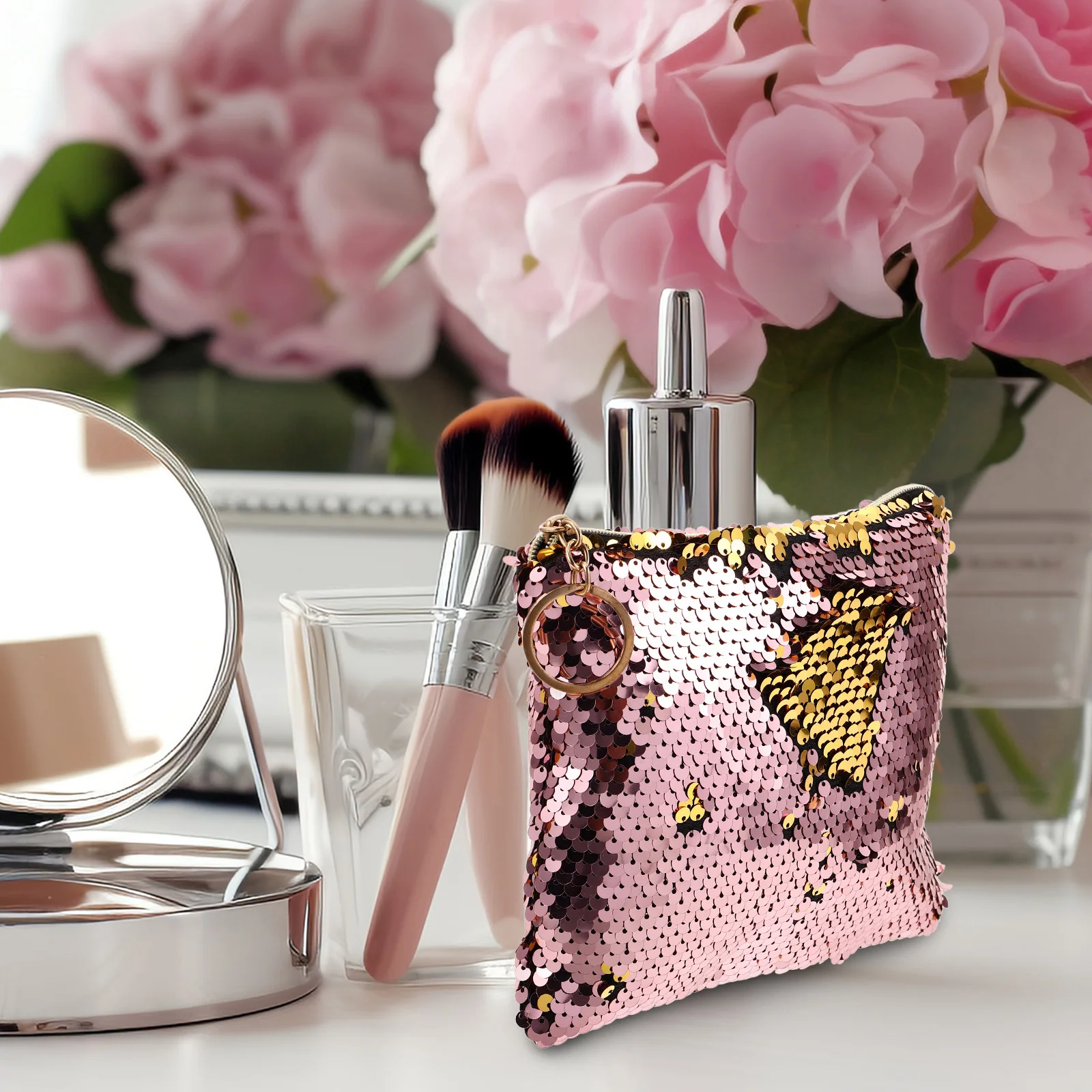 

Yellow Sequined Bag for Women Fashion Zipper Coin Purse Handbag Multi Pocket Organizer Wallet Cell Phone Holder Daily