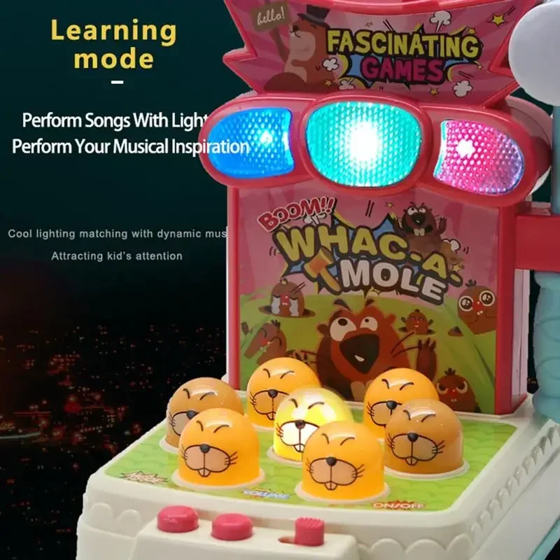 2024 Baby Enlightenment Game Console Electric Whack a Mole Toy with Interactive Knock Knock Music for Early Education