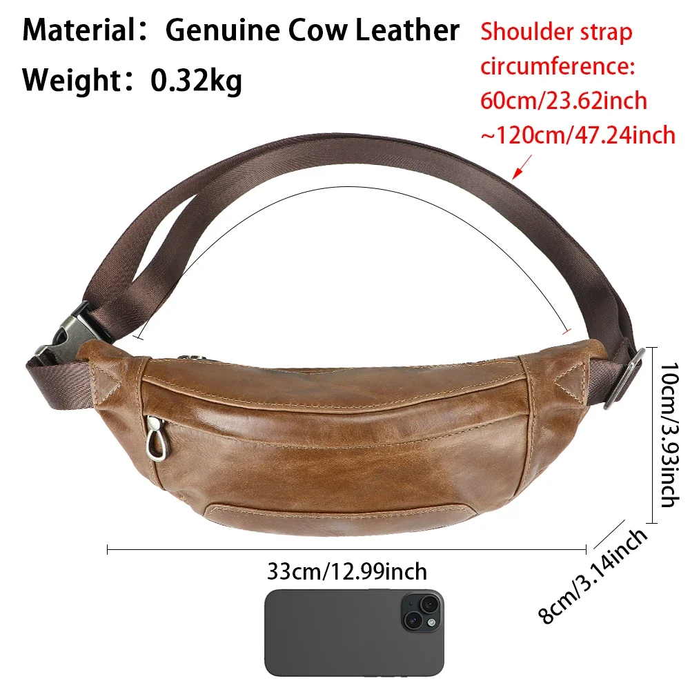 URBAN MASTER Retro Commuter Genuine Leather Chest Bag For Men, Classic Crossbody Shoulder Purse 1672