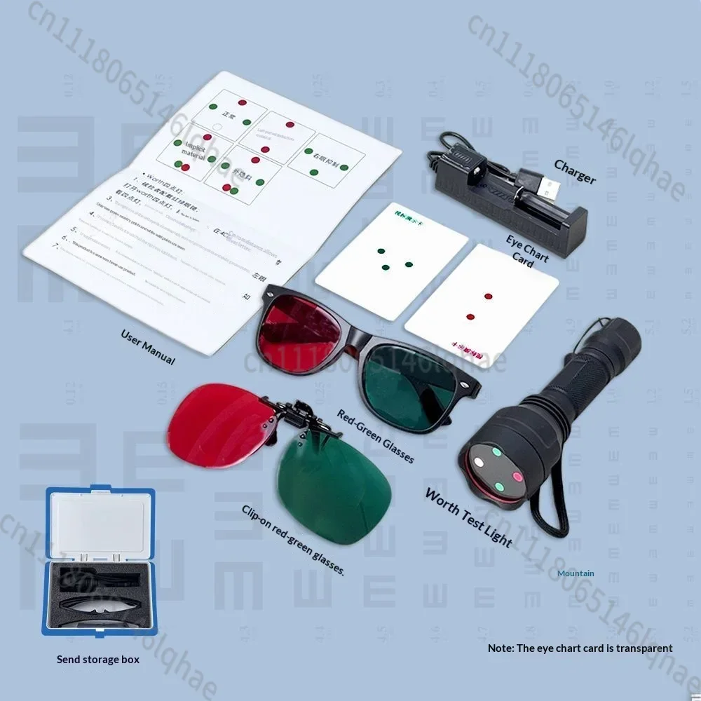 Worth 4 Dot Test Light Red Green Glasses Flashlight Strabismus Amblyopia Optometry Ophthalmic Tester with Rechargeable Battery