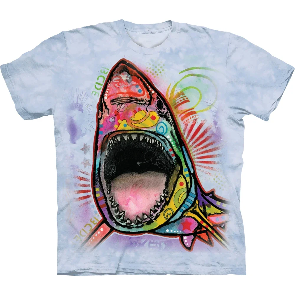 Bloodthirsty Shark Men's T-shirt Fierce Underwater Animal 3D Print Fashion O Neck Tops Going To Sea Oversized Unisex Tees