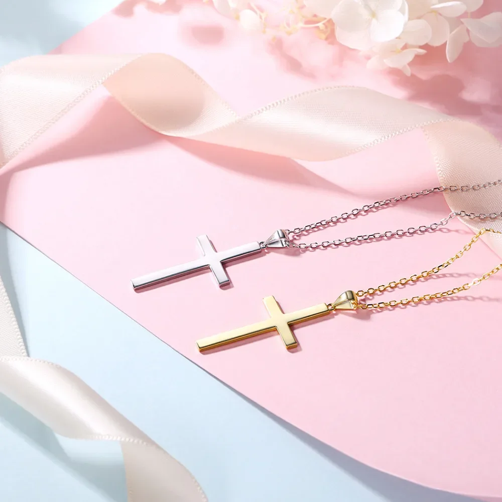 U7 925 Sterling Silver Cross Necklaces Pendants Vintage Jewelry Bijoux Femme Gift For Women Accessories Statement Necklace SC192