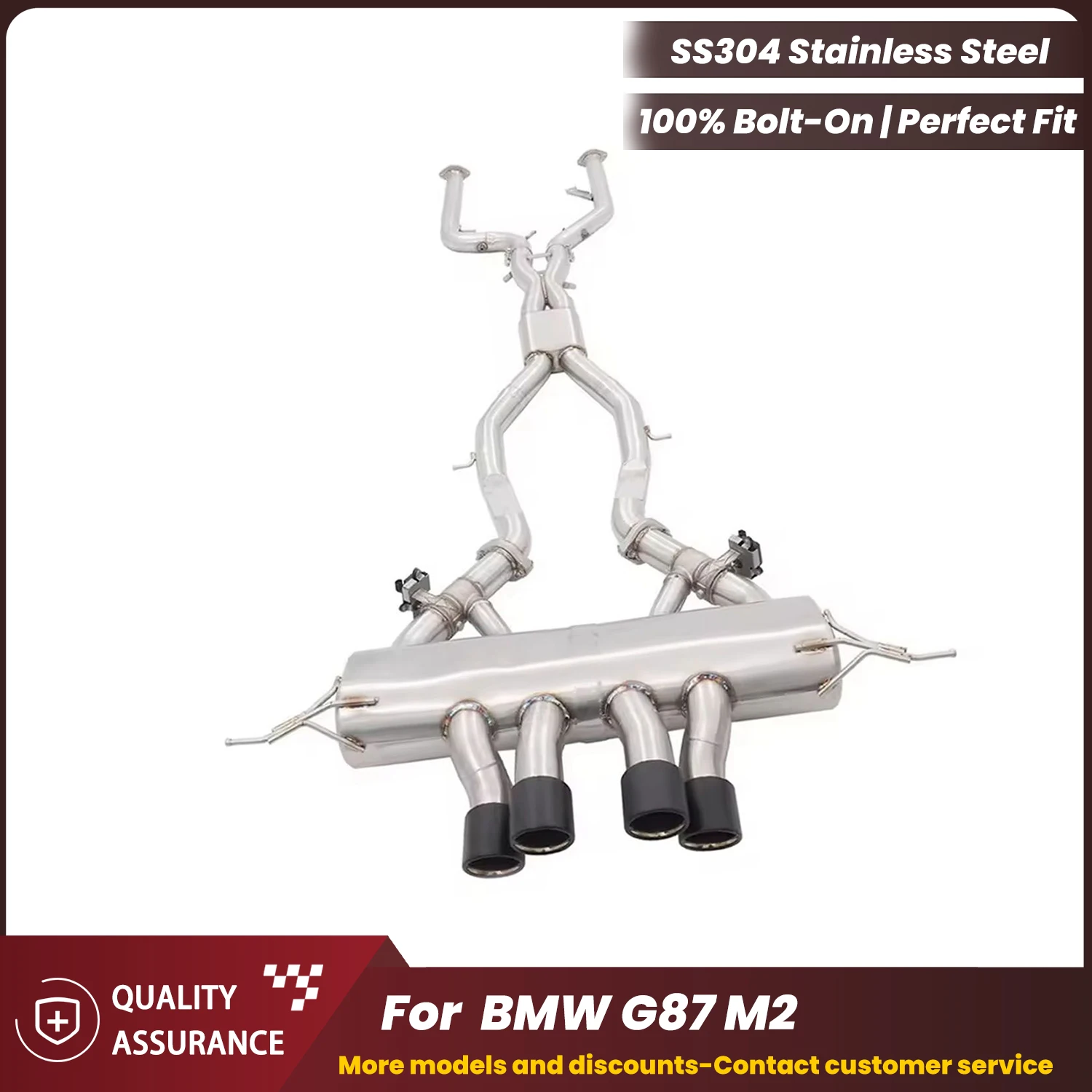

Race Sound Center Exit Catback Exhaust ECCF Stainless Steel for BMW G87 M2 Plug & Play No Tuning Warranty Safe