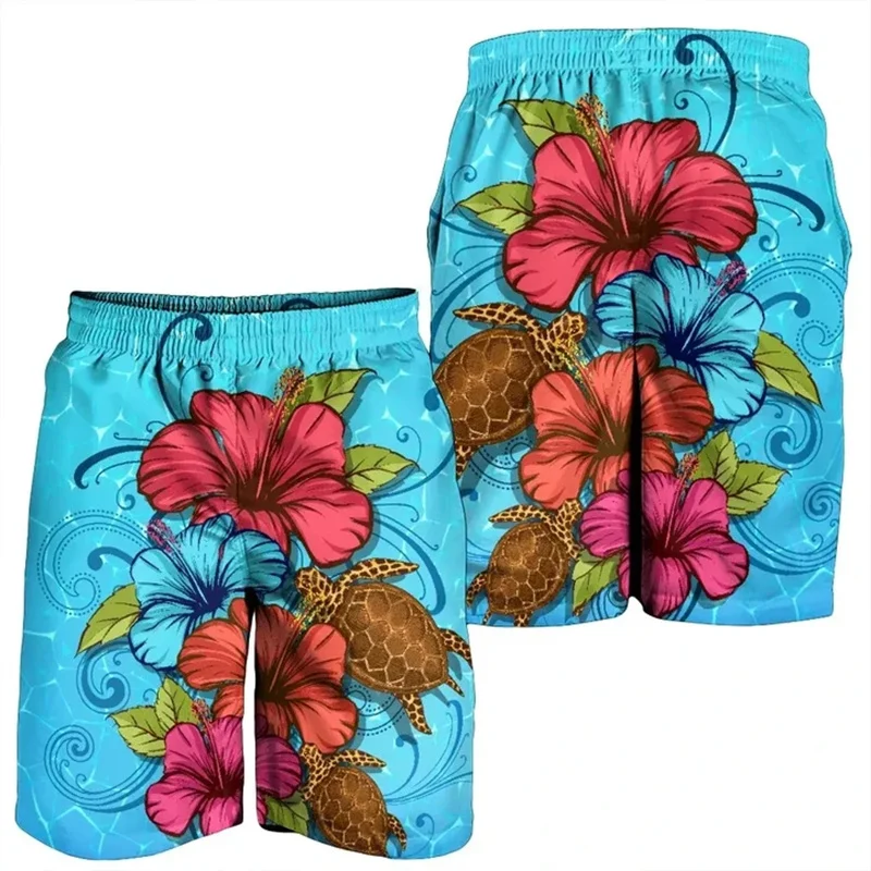 3D Print Hawaii Butterfly Plumeria Polynesian Men's Shorts Women Vacation Floral Beach Short Pants Swim Trunks Board Shorts