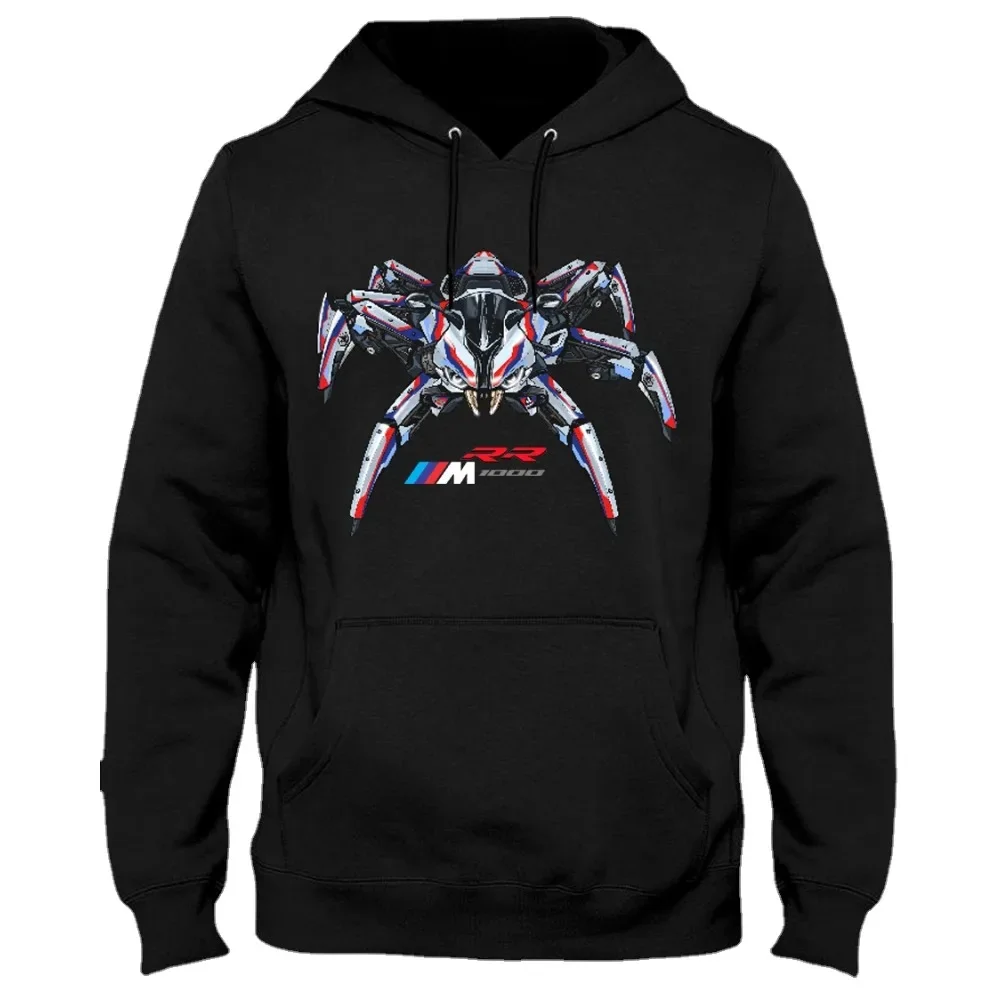 Classic German Motorcycle M 1000 RR Spider Inspired Pullover Hoodie New 100% Cotton Casual Mens Sweatshirt Fashion Streetwear