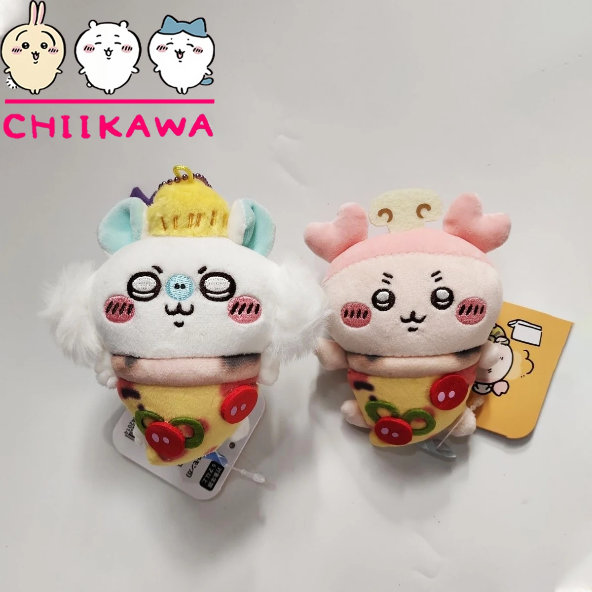 لطيف Chiikawa هالوين البيتزا Momonga ألعاب من نسيج مخملي قلادة لطيف الكرتون Usagi اليقطين القط الأسود سلسلة لعبة هدية عيد ميلاد الفتاة #1