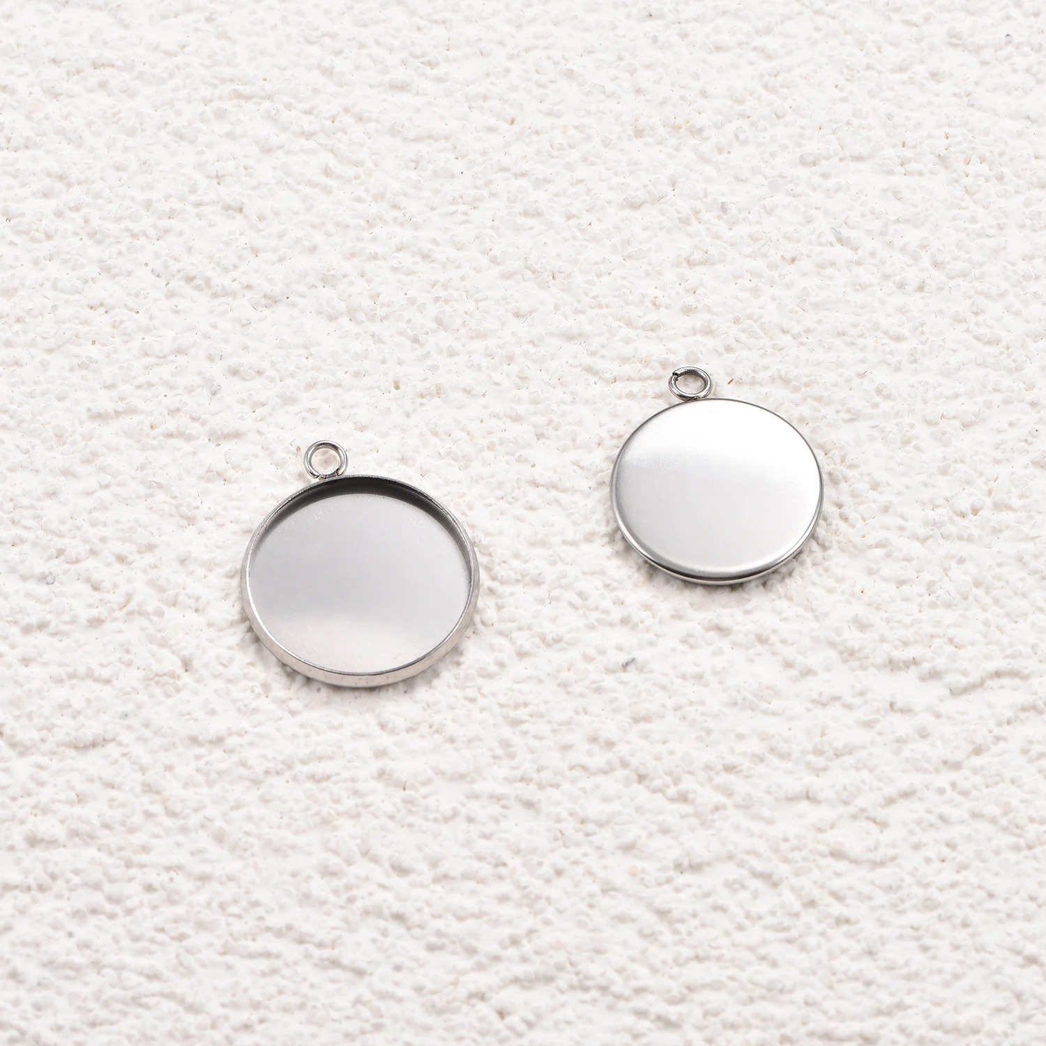 Runde Schalenfassungen aus Edelstahl, 20 Stück, 6-30 mm, leere Cabochon-Basen für Halsketten, Ohrringe, DIY-Schmuckzubehör – Detail 5