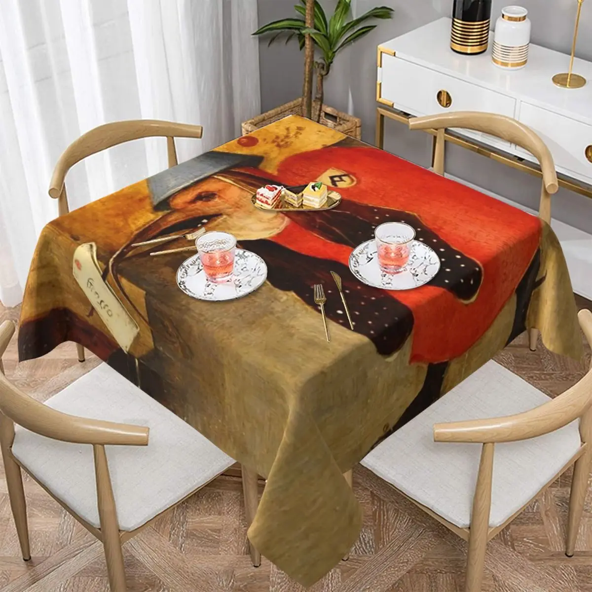 La pintura Original de Hieronymus Bosch, mantel cuadrado impermeable, mantel a prueba de aceite para cocina, eventos, cubierta para mesa de comedor