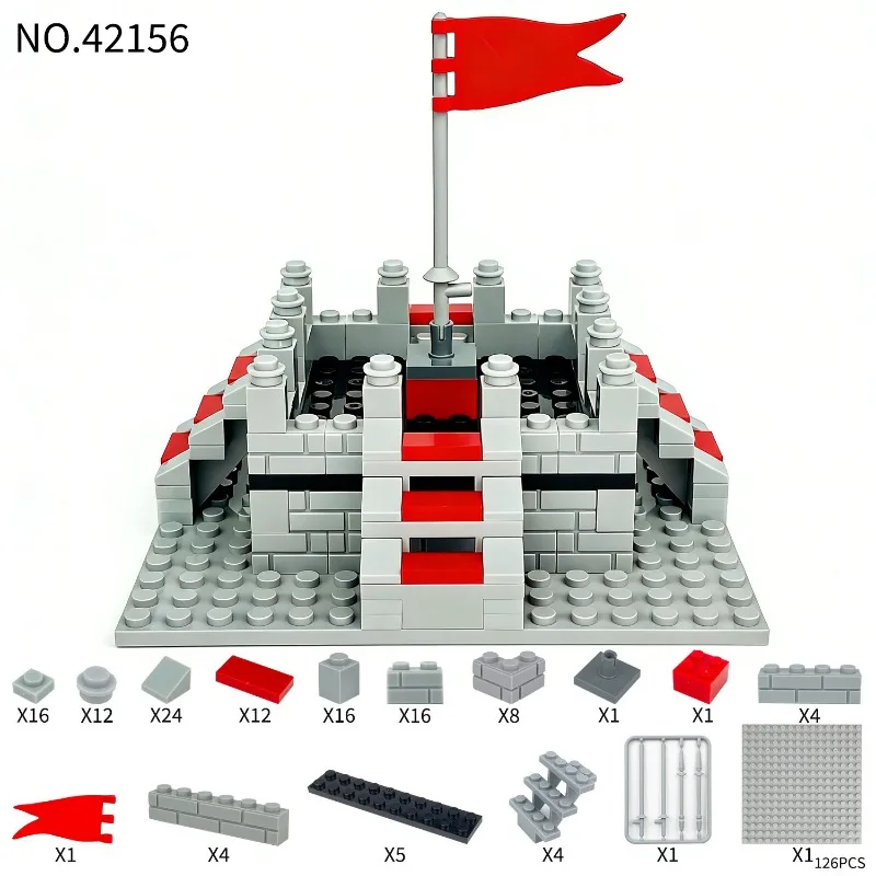 National flag-raising platform 42156 children assembled small toys, flag accessories floor ladder, holiday gifts.
