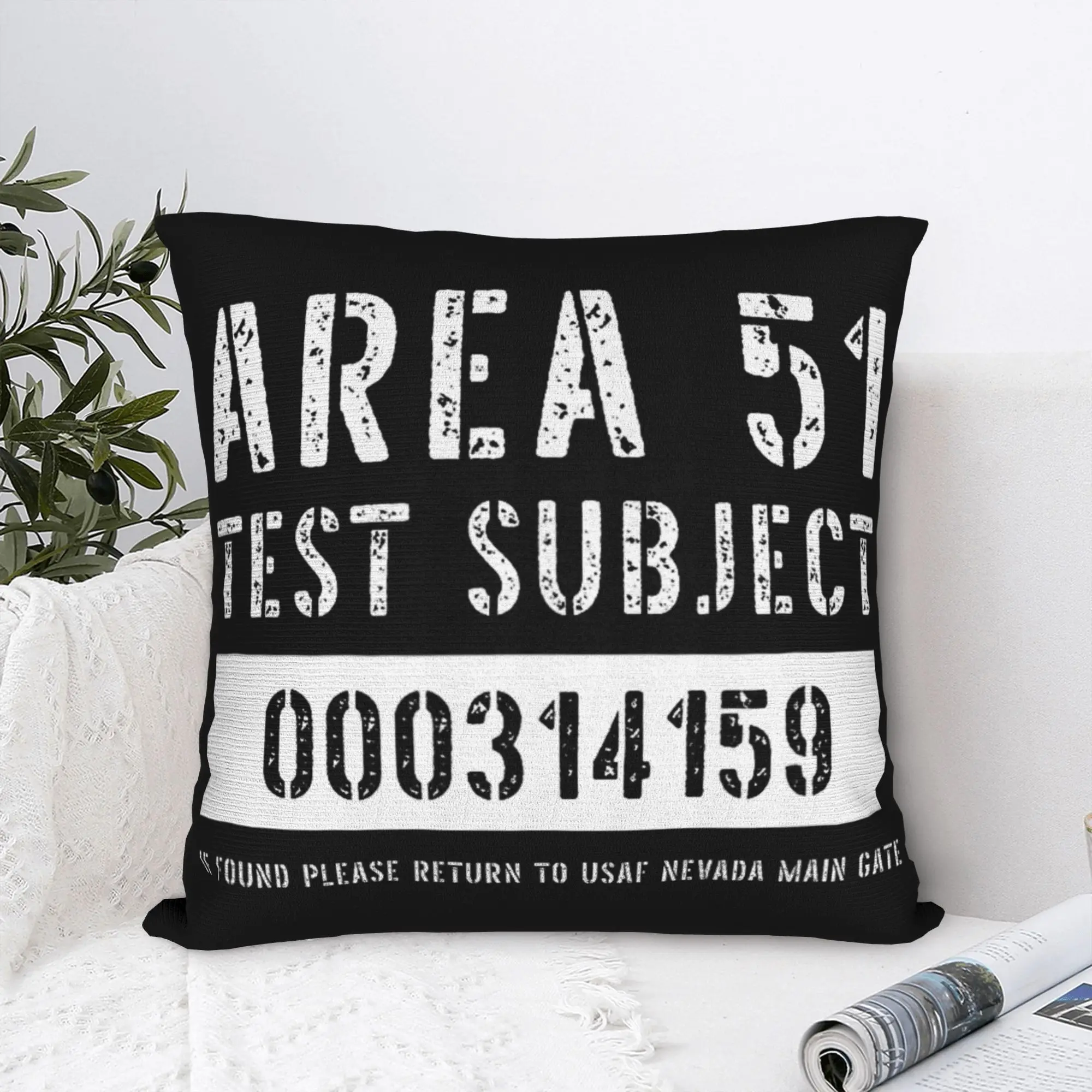 Soft Area 51 Test Subject Aliens Abduction Pillowcase Cushion Cover Decorative Halloween Costume Pillow Case Cover Home Zipper