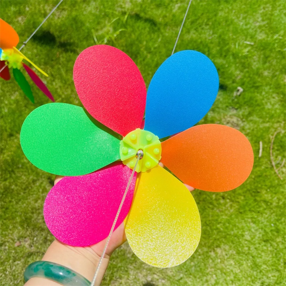 10pcs 26cm 10meters Petal Windmill String Colored Windmill Free installation String Six Colored Plastic Pinwheels