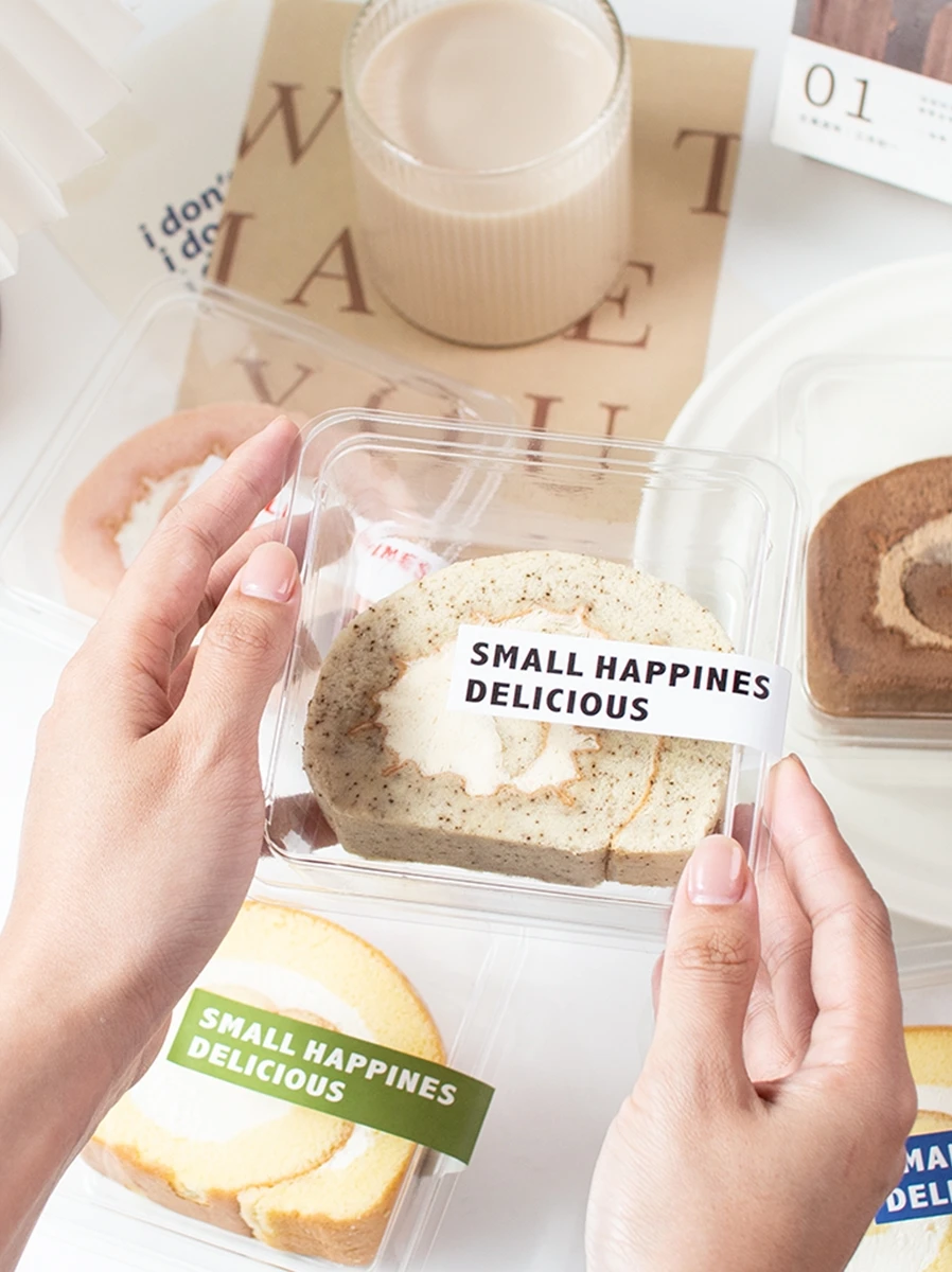 

Bakery Cake Roll Paaging Box Single Baking Pastry Dert Slice Mousse Multi-layer Roll Transparent Paing Box