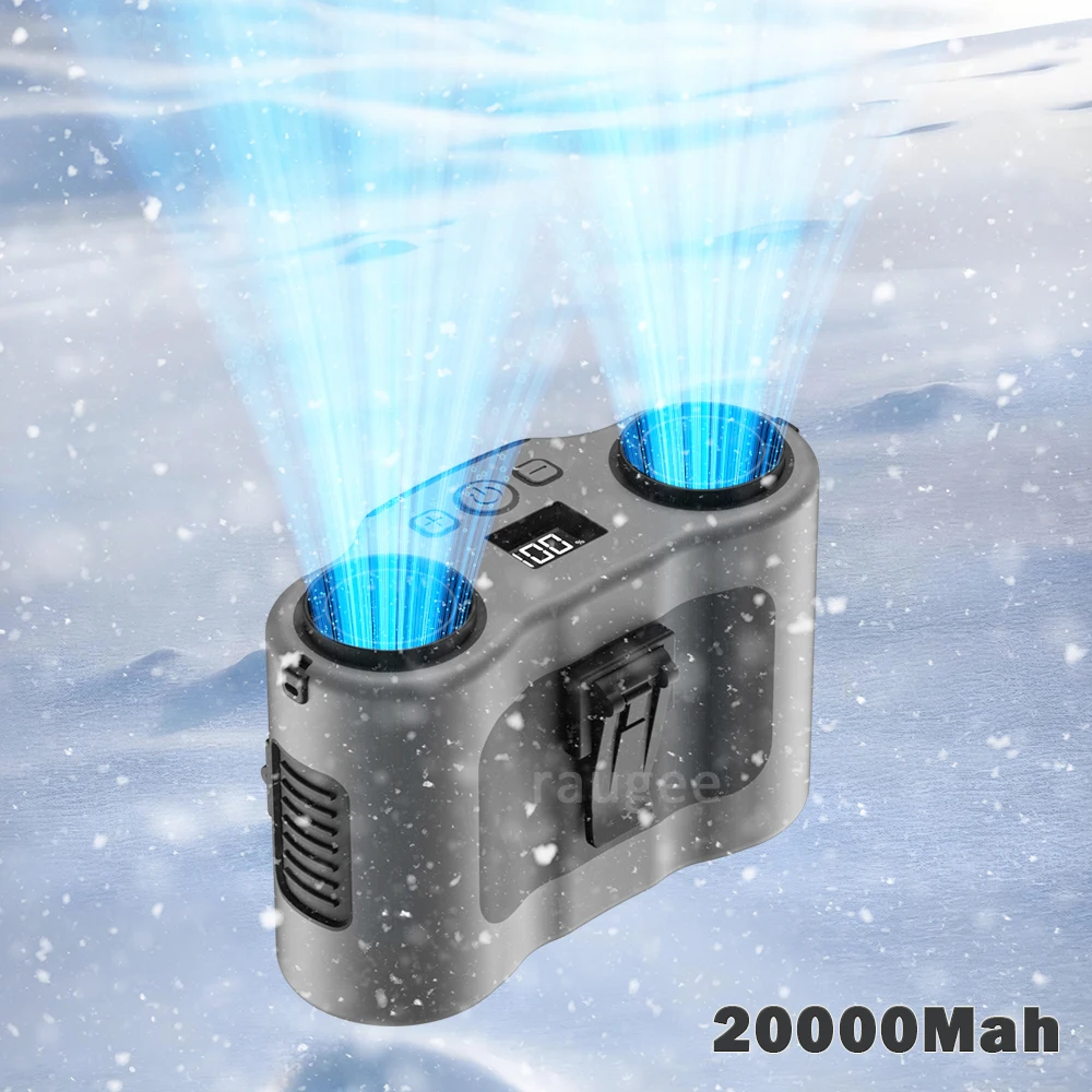 Portable Waist Fan 20000Mah Outdoor Neck Hanging Fan Quite Camping Clip Fan With Double Wind Outlet Mini Wearable Waist  Fan