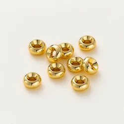 10-30pcs/lot 14K/18K Gold Plated Flat Round Bracelet Spacer Beads Circle Crafts Beads for Necklace Jewelry Accessories Findings