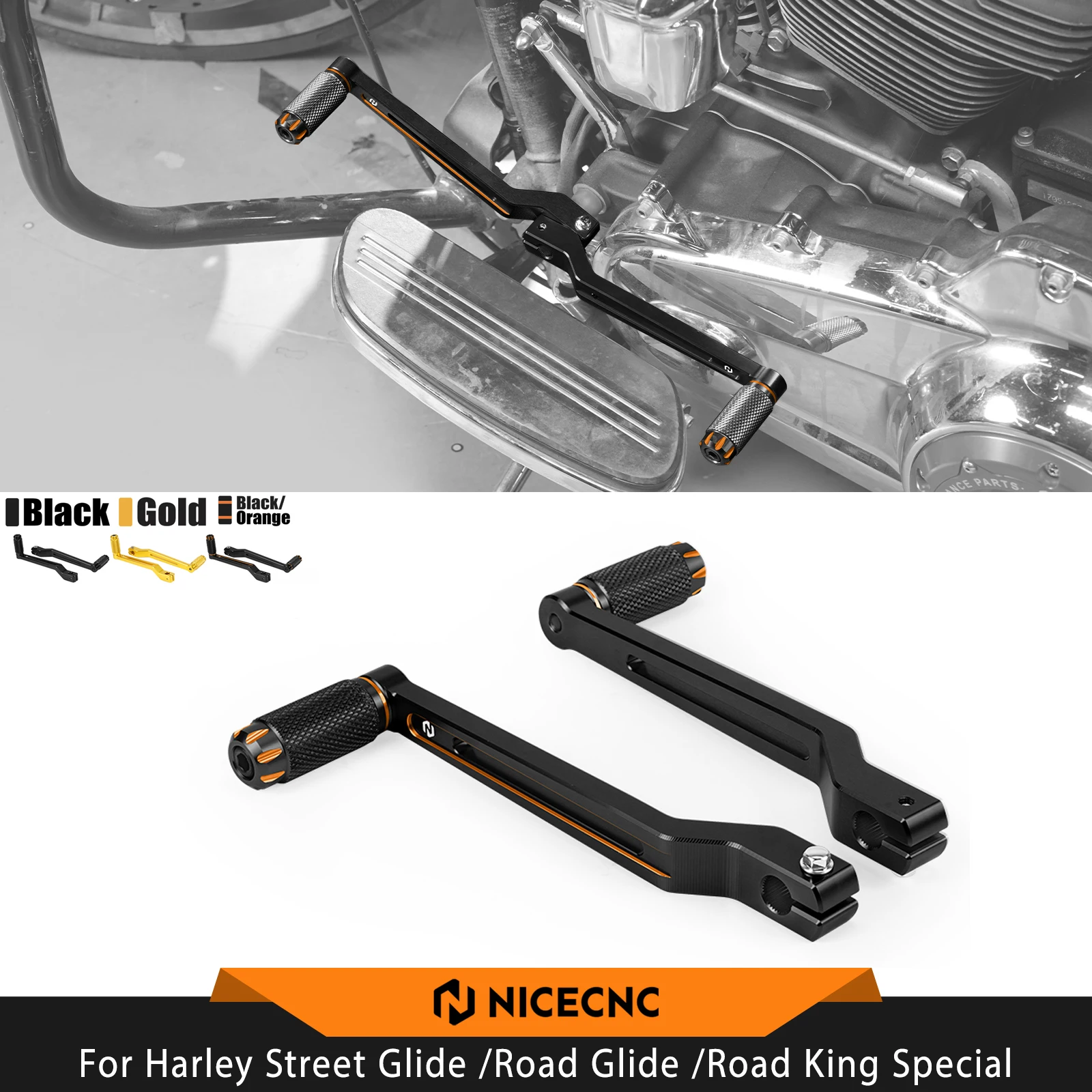 NICECNC For Harley Street Glide FLHX /Special Road Glide FLTRX /Special 17-23 Extended Shift Levers CVO Road Glide Fat Boy 114