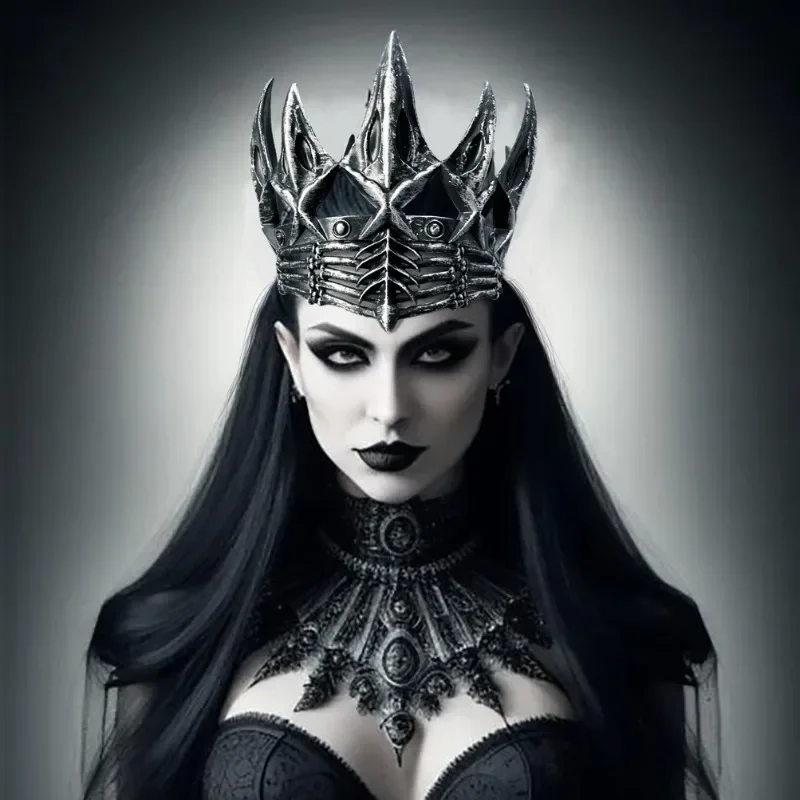 Halloweenowa korona wrony Królewna śnieżka i myśliwska sukienka na imprezę Cosplay akcesoria do nakrycia głowy rekwizyty kapelusz imprezowy złoto srebro RP PIANKA 51x19cm