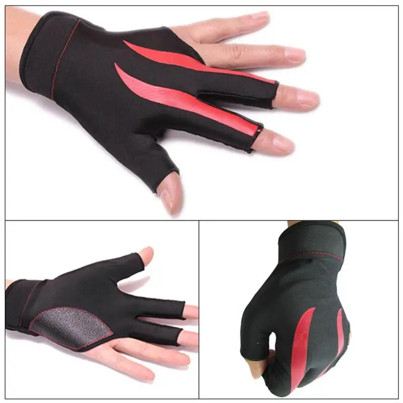 Elastic Lycra Billiard Glove Left Hand Right Hand Pool Glove 3 Fingers Professional Sports Glove Men Women Billiard Accessories