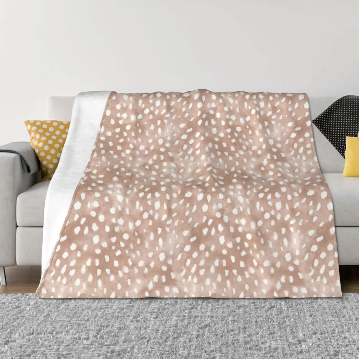 

Light Brown Boho Deer Spots Fawn Print Throw Blanket blankets and throws Stuffeds heavy to sleep Sofa Blankets