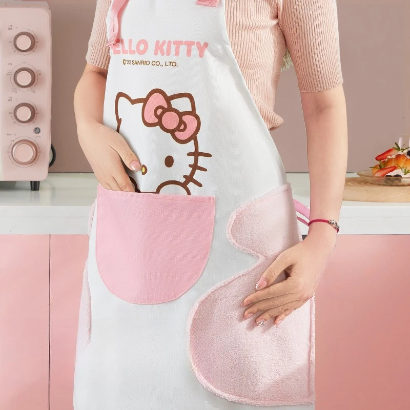 مريلة مينيسو سانريو للمنزل مقاومة للماء والزيوت، مريلة مطبخ صيفية رفيعة، مريلة مقاومة للأوساخ