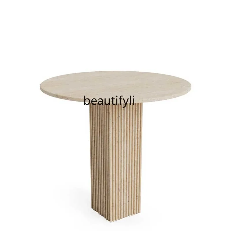 

K185 Travertine Dining Table Negotiation Table Medieval Cream Wabi Silent Wind Round Table