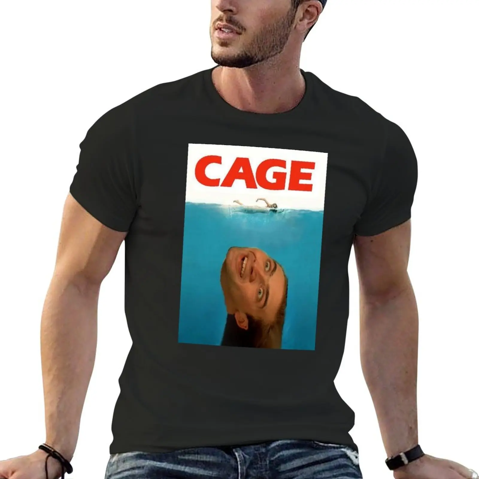 Cage Face T-Shirt blue archive shirts graphic mens t shirt graphic