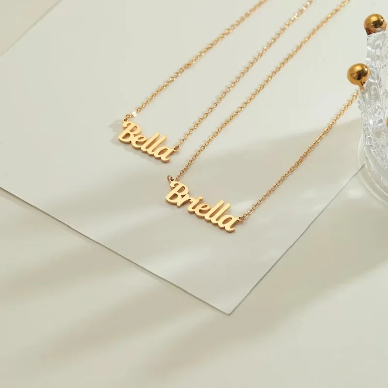 Custom Stainless Steel Golden Name Necklace For Women Man Personalized Nameplate Jewelry Fashion Letter Pendant Gift