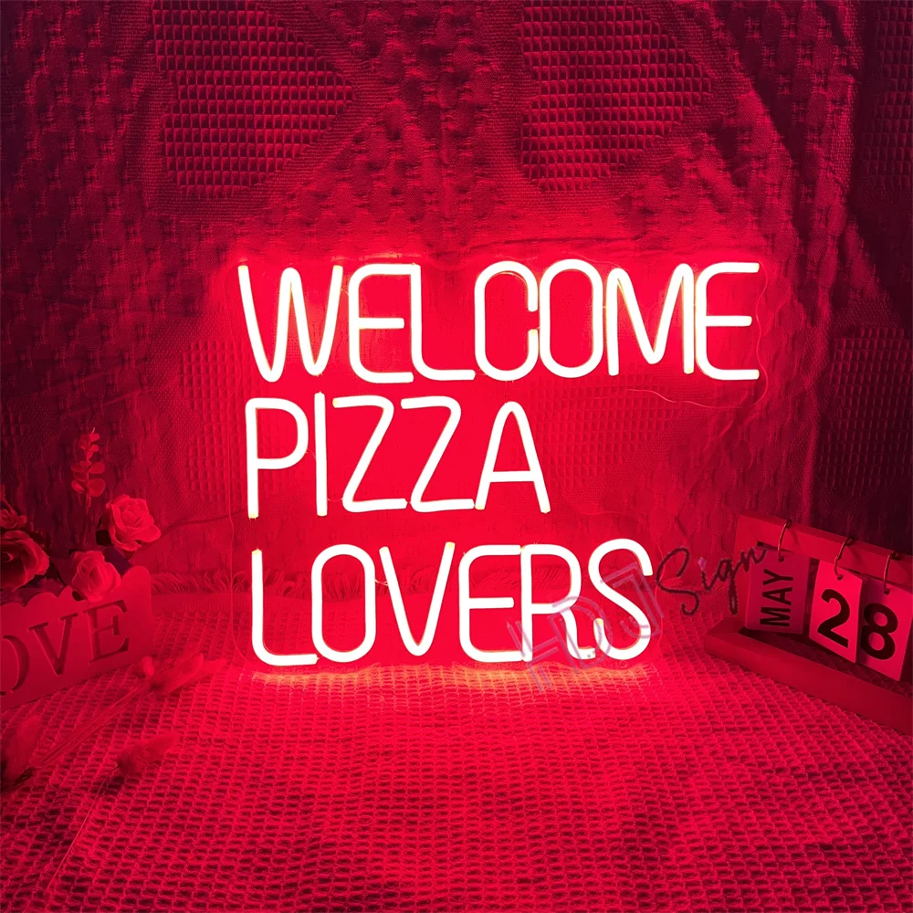 

Добро пожаловать для любителей пиццы Неоновая вывеска для декора пиццы Неоновая вывеска в форме пиццы Любители пиццы Светодиодная неоновая вывеска для ресторана с питанием от USB