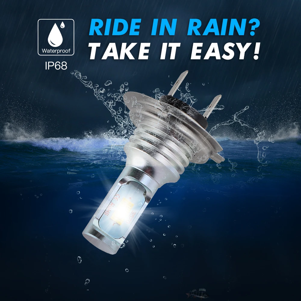 BEVINSEE 2 قطعة H7 موتو المصابيح الأمامية الهالوجين حجم التوصيل والتشغيل مروحة دراجة نارية الجبهة أضواء 6000K الأبيض لسيارات BMW S1000XR CBR500R