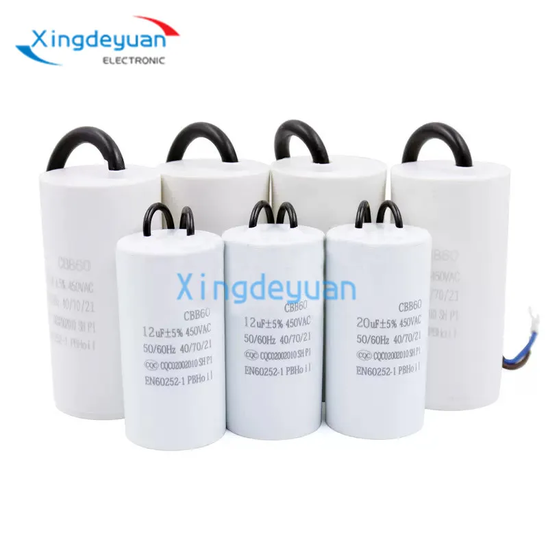 2PCS Motor Run Capacitors CBB60 450V AC Starting Capacitor 3/4/5/6/8/10/12/14/16/18/20/25/30/40/45/70/80UF for Washing Machine