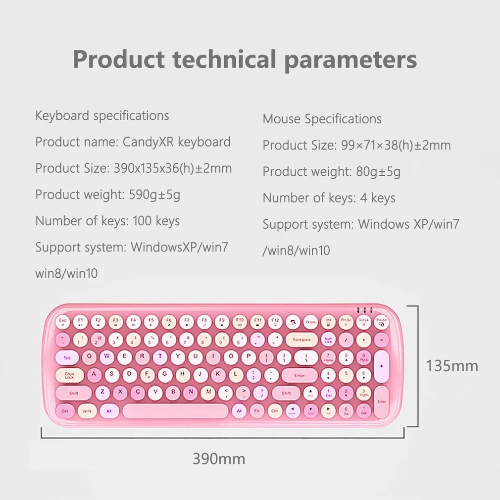 2,4g drahtlose Tastatur Maus Kit Schlüssel Tastatur Maus Set stumm für Frauen Mädchen Mini süße Macaron Tastatur und Maus für PC Laptop