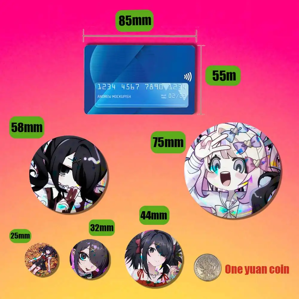 For Ame Chan Needy Streamer Overload Badge Cover Custom Pin Insignia Emblem Round 32mm Button Hats Laser Film