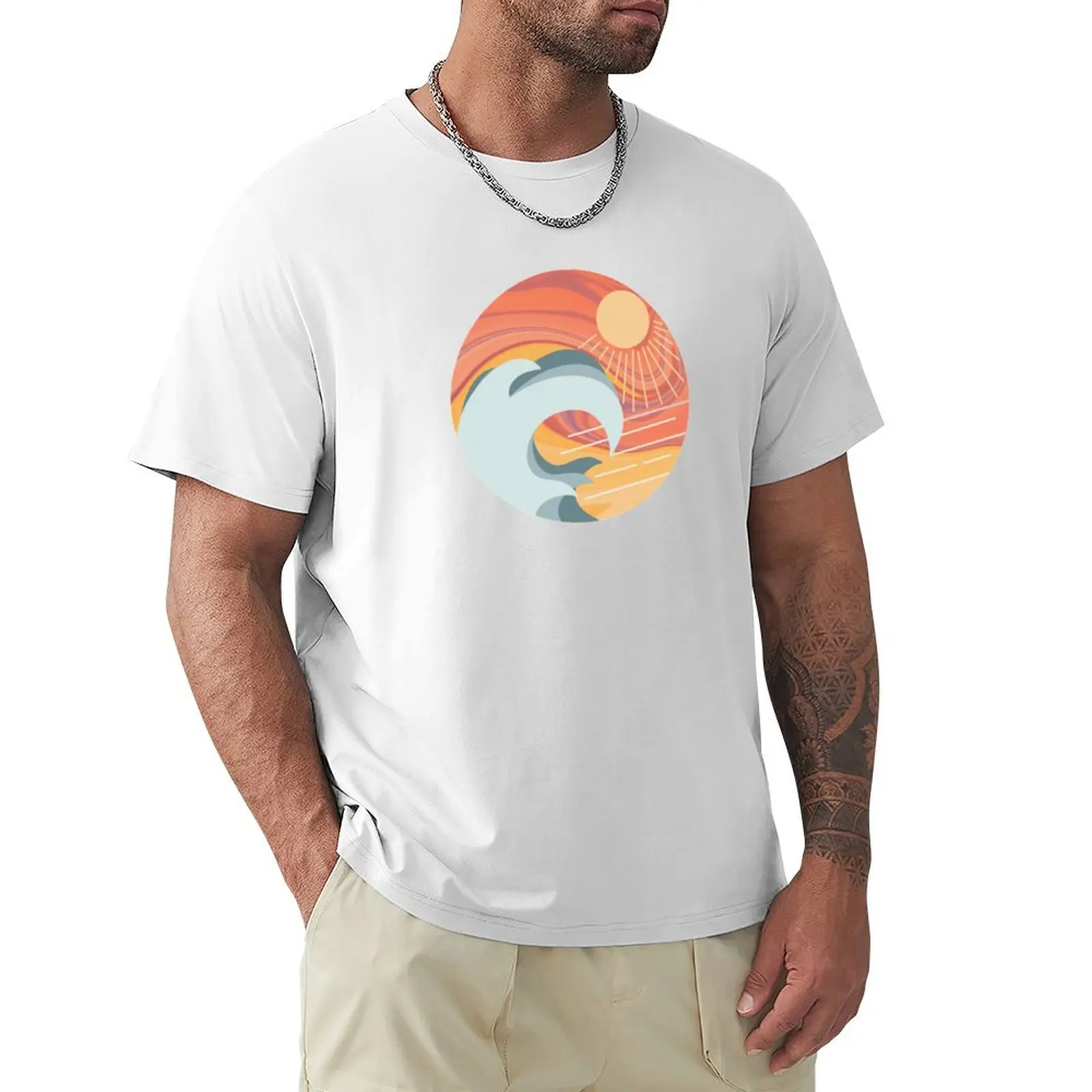 marble sunset wave T-shirt hippie clothes blanks Men's t shirts