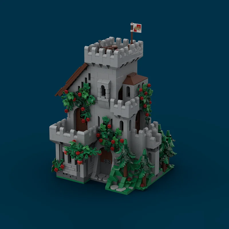 Moc قوالب بناء وحدات قلعة القرون الوسطى إبقاء في الغابات نموذج التكنولوجيا كتل عيد الميلاد لتقوم بها بنفسك لعبة هدايا البناء