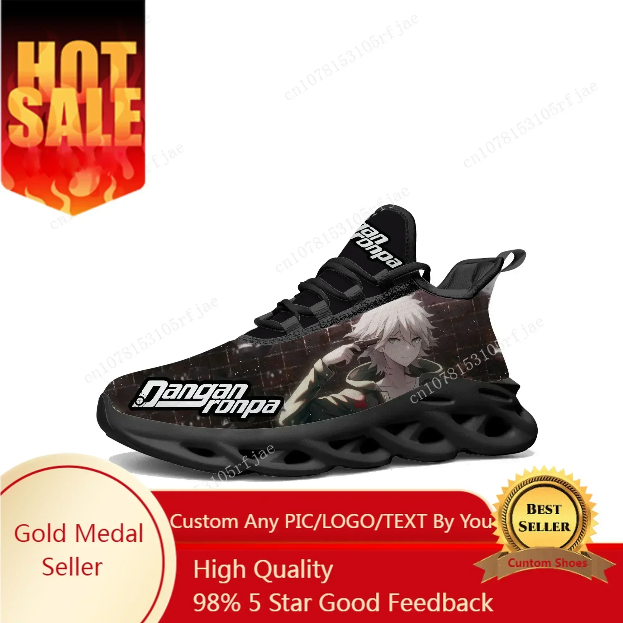Cartoon Game Danganronpa Komaeda Flats Sneakers Mens Womens Sports Running Shoes Tailor Made Lace Up Shoes