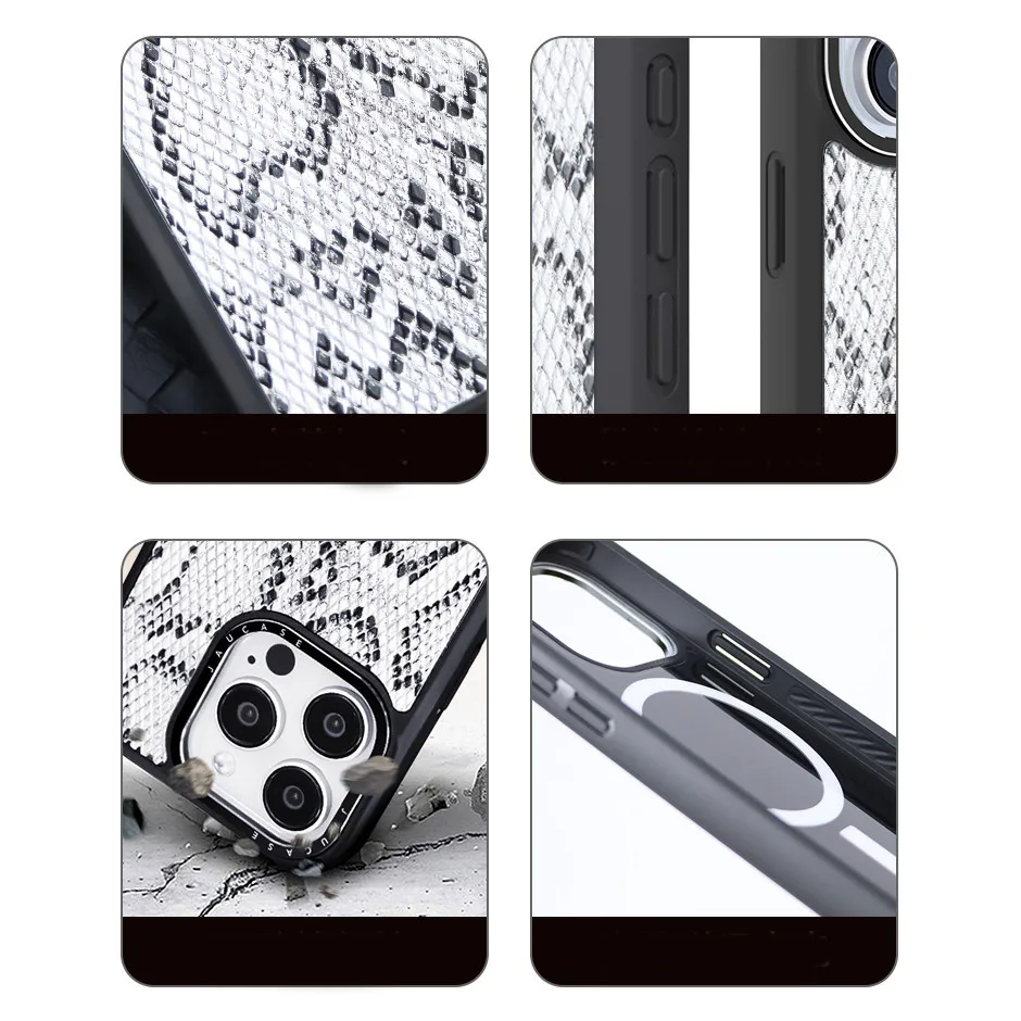 X-level-fundas de teléfono para Iphone 16, 15, 14 Pro Max / 15 Pro / 14 Pro, funda de piel de pitón magnética, carcasa de cuero de piel de serpiente Real