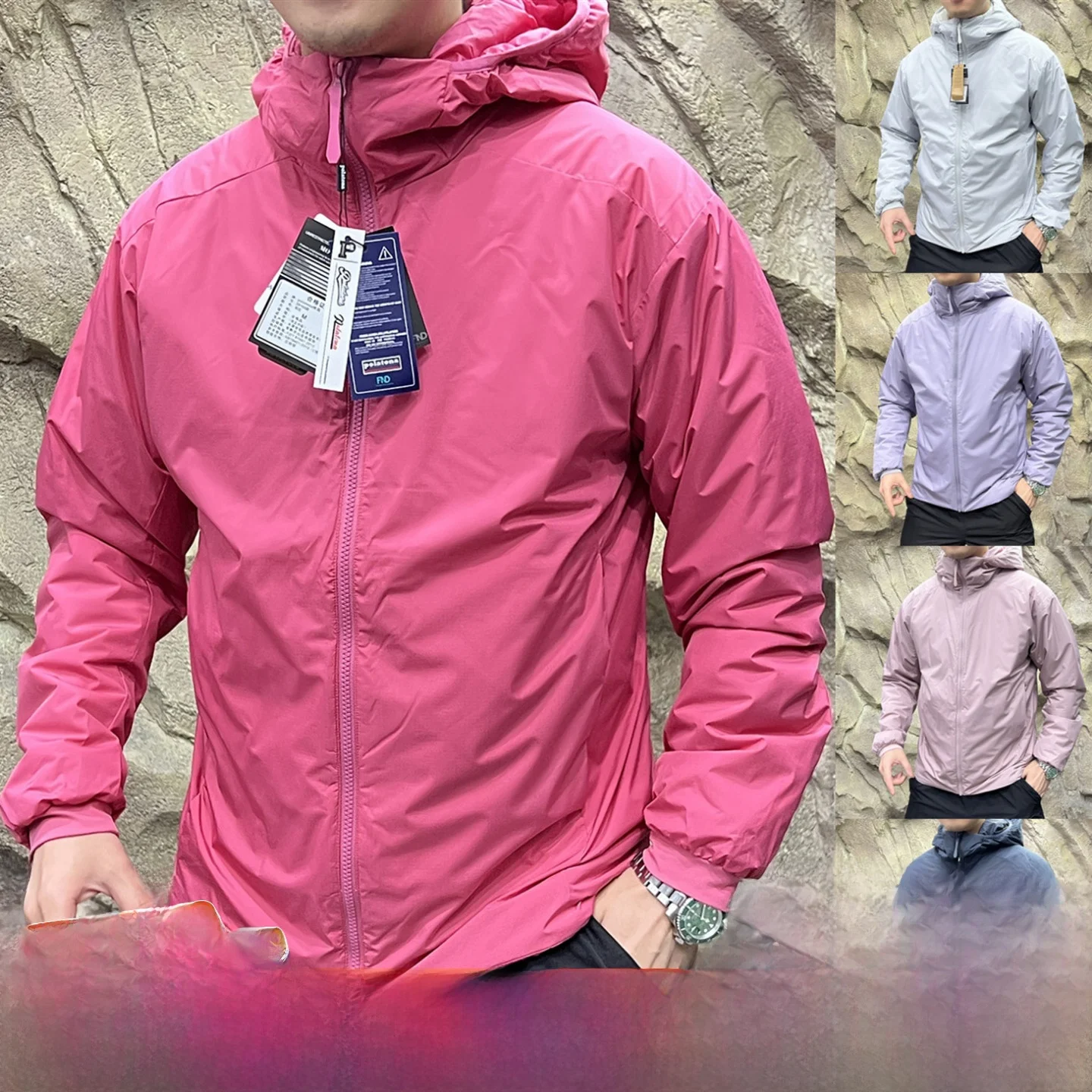 

Waterproof Warm Cotton Jaet Outdoor ex Lightweight Stand Fit Long Sve Hooded Coat Youth Faion Trend Pure Color