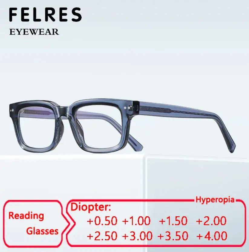 

Square Anti Blue Light Reading Glasses Men Women Prescription Glasses Optical Glasses Single Focus Presbyopic Glasses FELRES