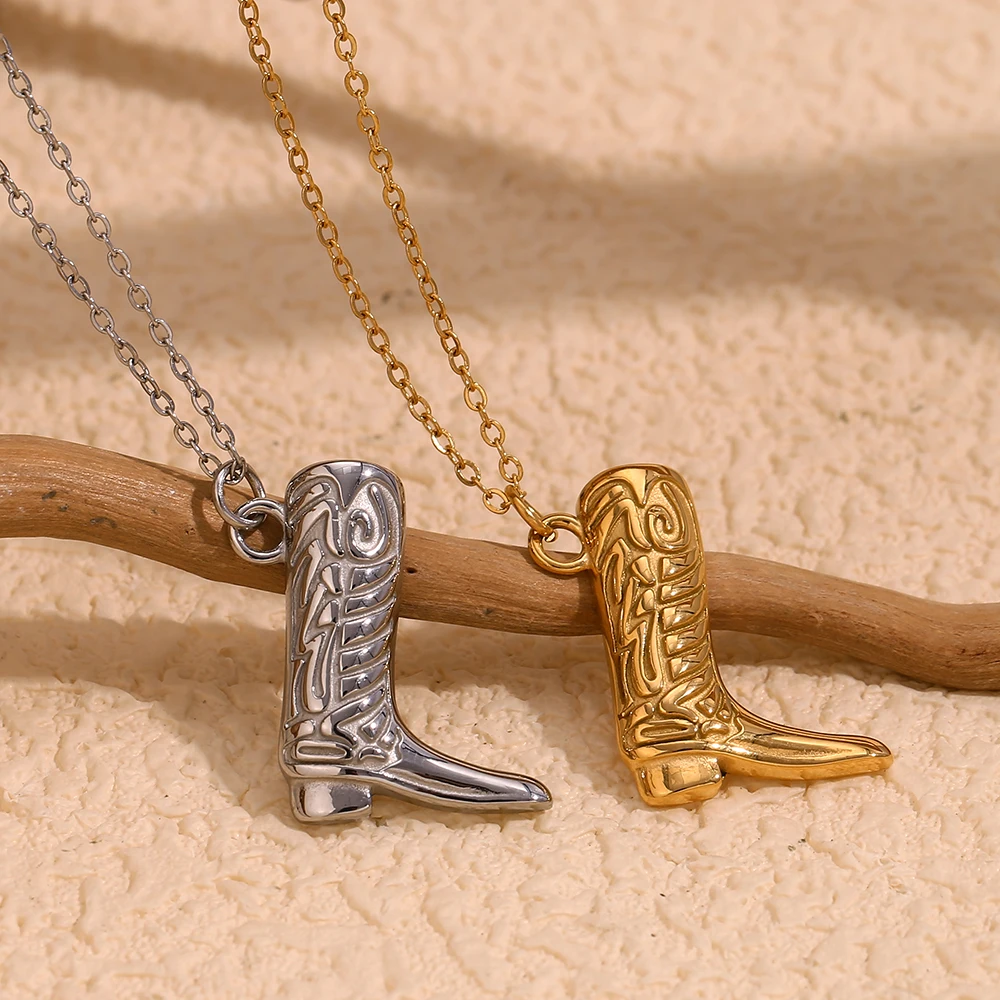 

E.B.belle Boot Design Pendant Necklace Cute Shoes Necklace Stainless Steel Jewelry Decoration 18k Gold Plated Jewelry Accessory