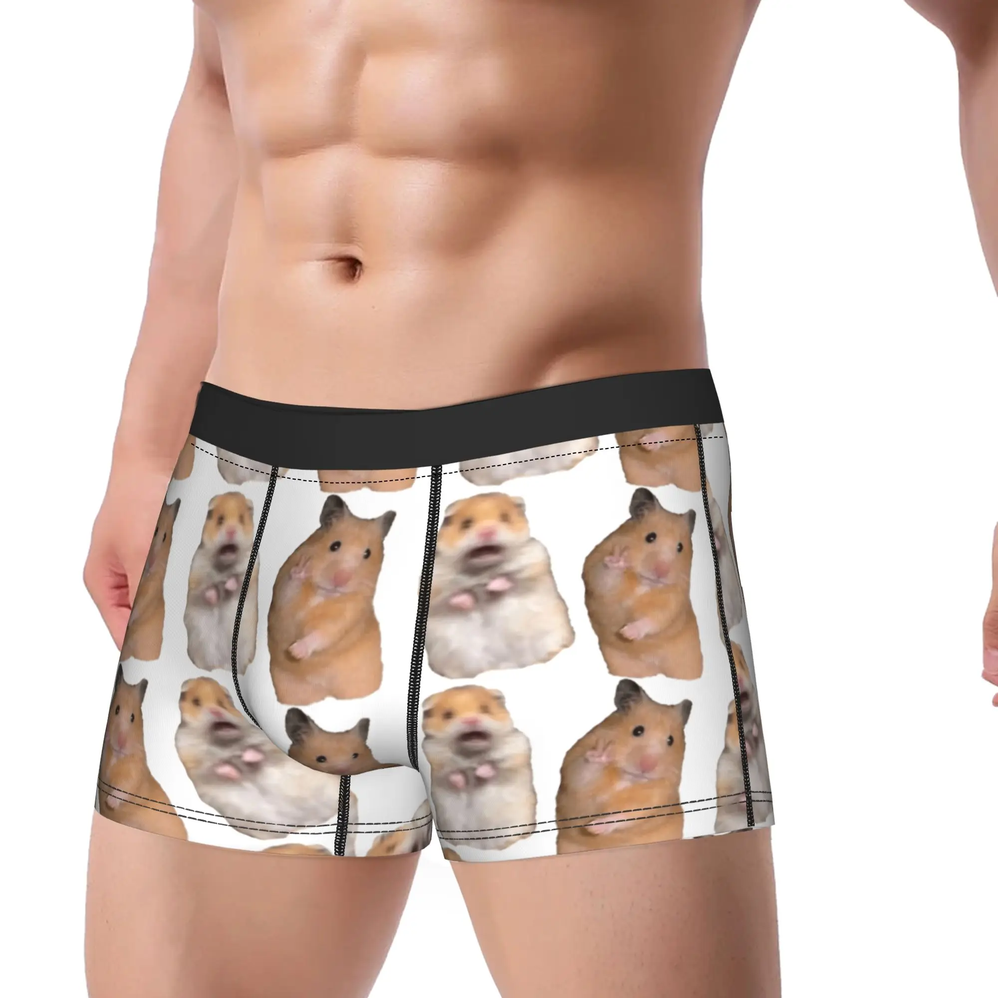 Peace and Screaming Hamster Boxer Shorts  Underwear High Quality Printing Boxer Brief Novelty Men's Underpants Plus Size 2XL