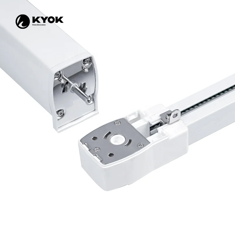 KYOK wireless control electric motorized bateery power telescopic extendable adjustable sliding panel curtain track rail