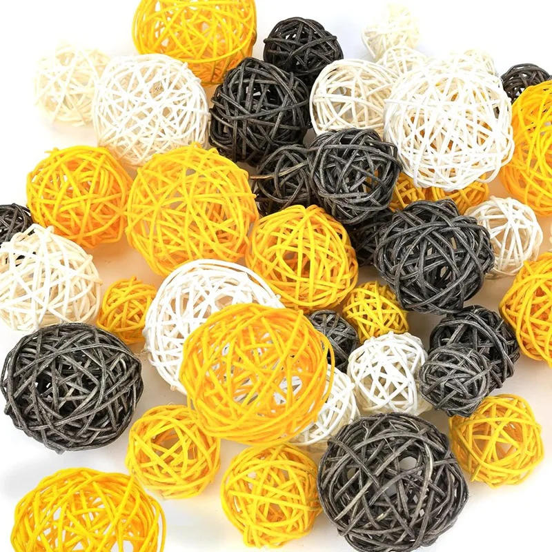 New 42PCS Rattan Balls, Bowl Fillers Wicker Balls Decorative Orbs Spheres Vase Fillers For Home Wedding Table Centerpieces