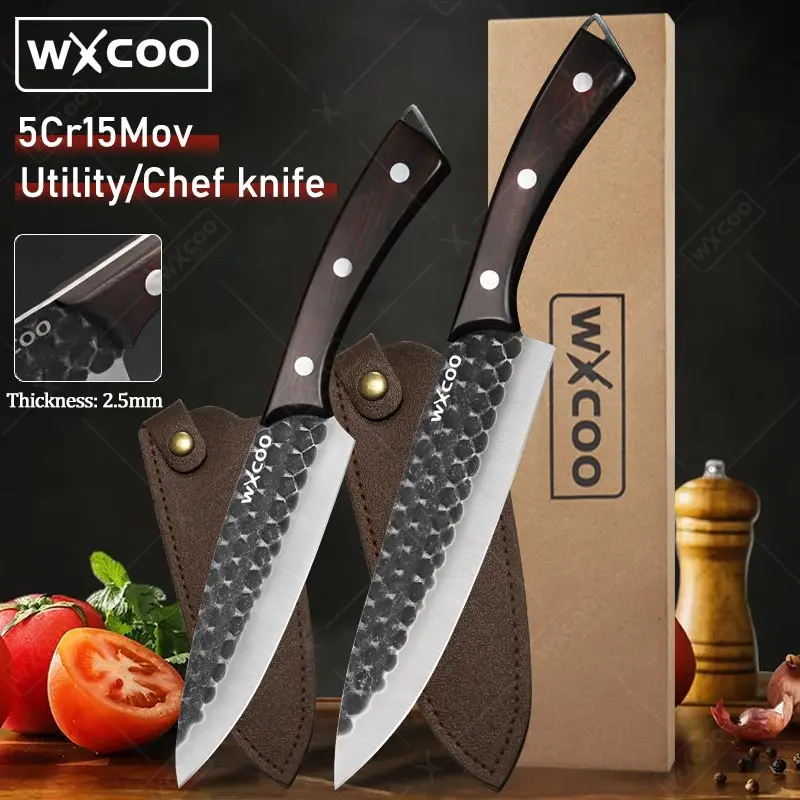 

WXCOO Professional Kitchen Knives Chef Knife Meat Cleaver Stainless Steel Vegetable Slicing Knife Boning Knife for Cutting Meat