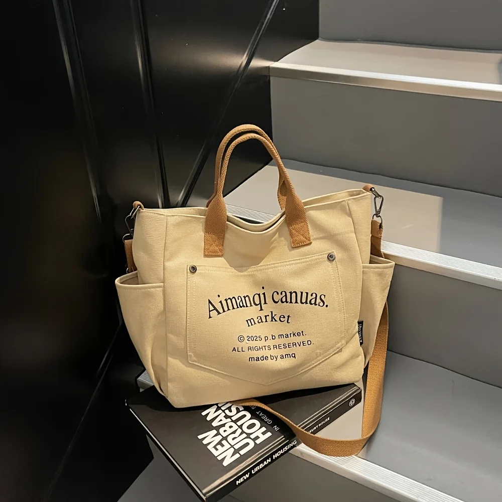 Umhängetasche für den täglichen Gebrauch, Tragetasche, Umhängetasche, Originaldesign, Tasche aus verstärktem Canvas, Nischenserie, lässiger Stil, Stofftasche. – Detail 7