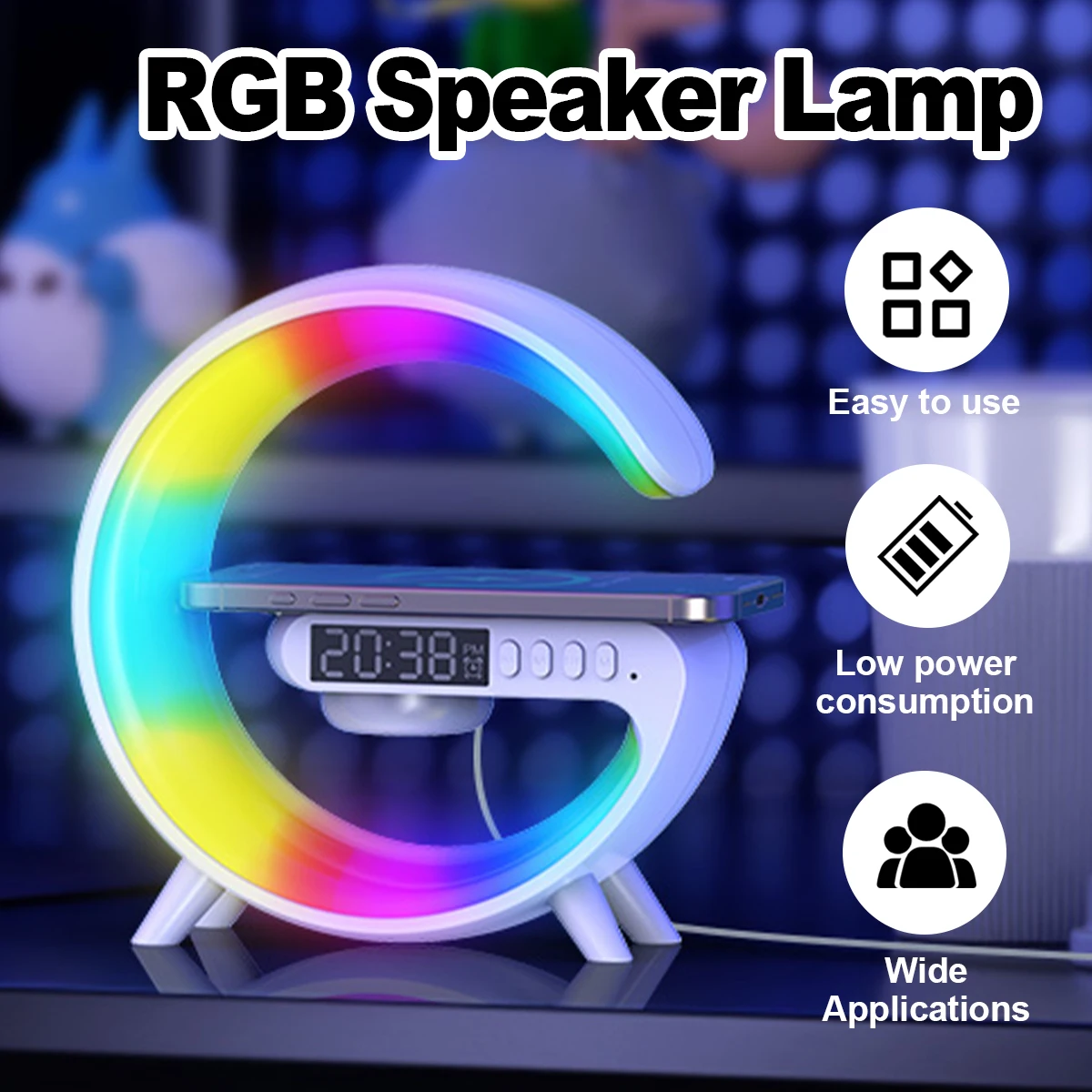 

Wireless Charging Night Light Mini G Ambient 13 Lights Rgb Cellphone Alarm Clock Rechargeable Table Lamp Small Bluetooth Speaker