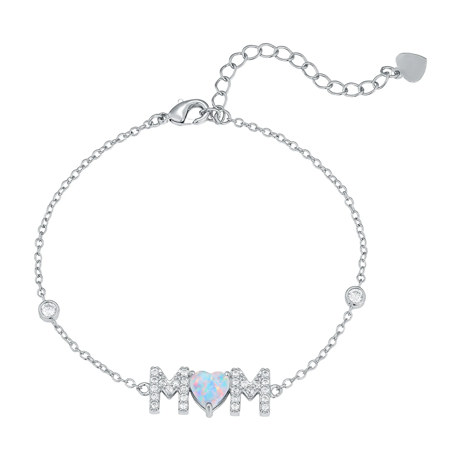 

Sentimental MOM Bracelet,White Opal & Cubic Zircon,Gifts for Mother from Child,Family Love Jewelry,Perfect for Mother's Day Gift