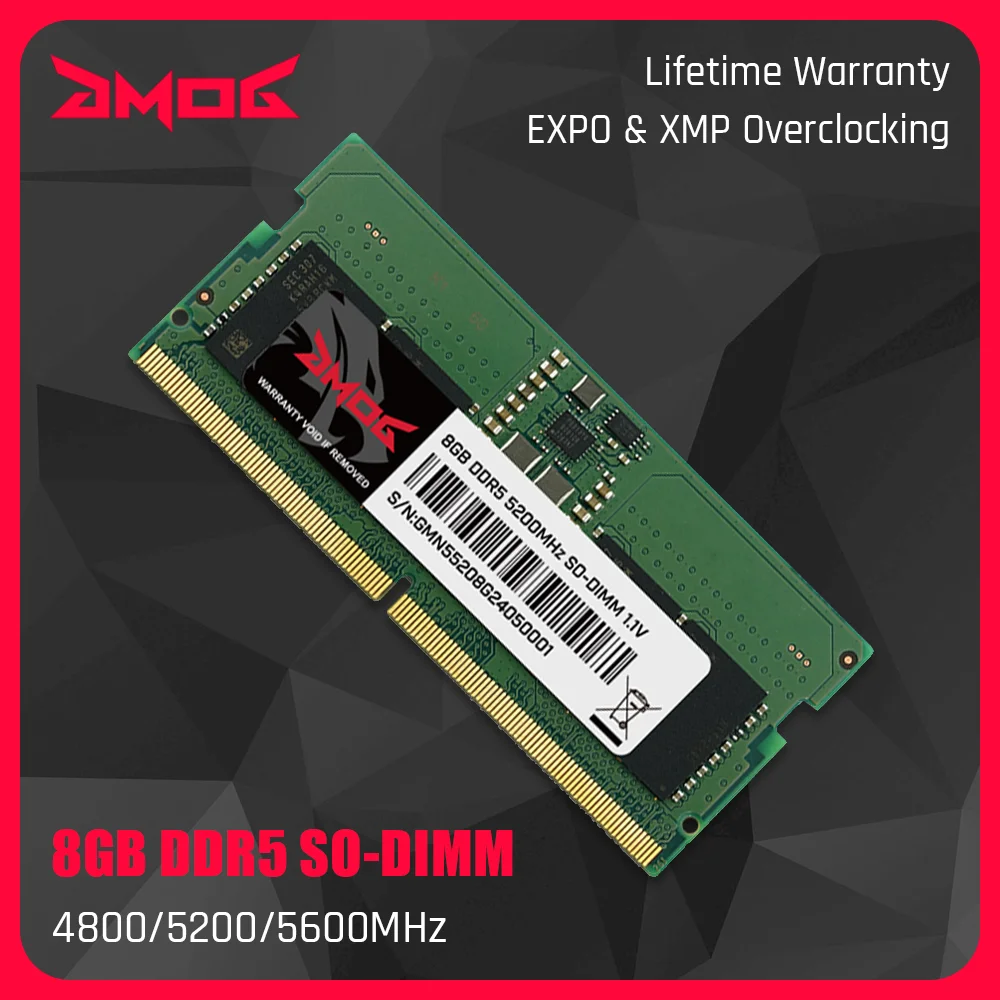 

GMOG 8GB DDR5 Memoria RAM SO-DIMM 4800MHz 5200MHz 5600MHz XMP & EXPO Laptop High Performance DDR 5 Memory Ram 262-Pin 1.1V