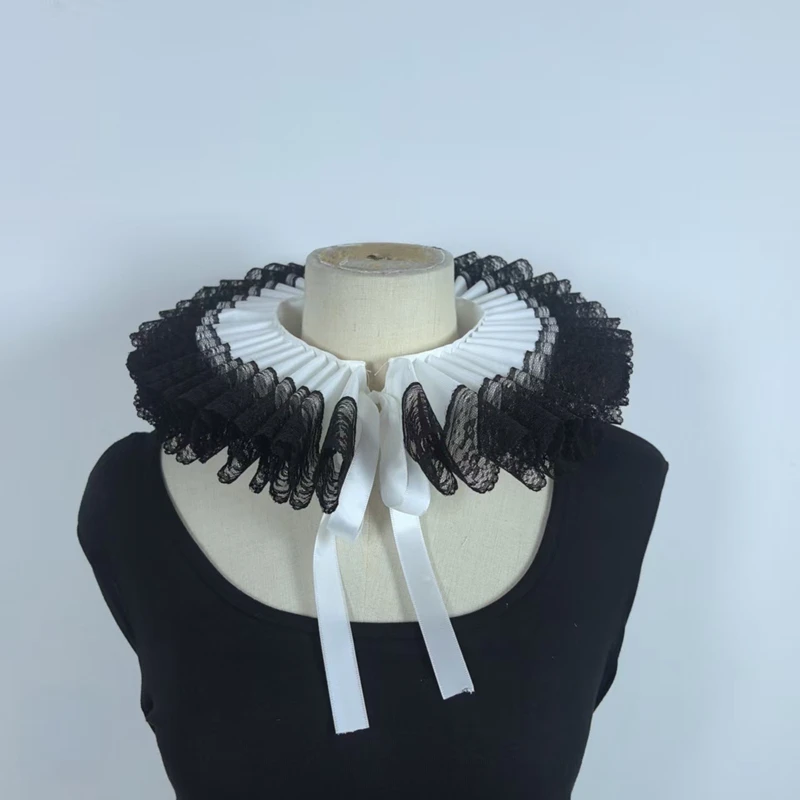

Renaissance Ruffled Lace Detachable Collar Stage Performance Decoration Neckwear Clown Cosplay Accessory